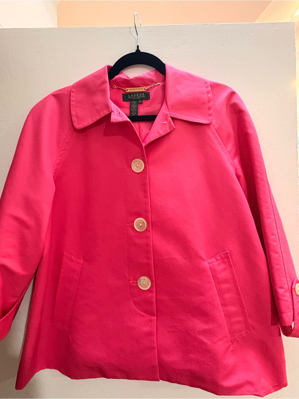 Ralph Lauren Bright Pink Swing Trench Coat